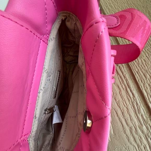 Steve Madden Pink Quilted Satchel with Silver Hardware - Picture 3 of 10